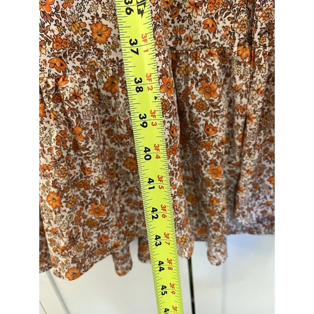 Pink Lily Women's Boho Dress Maxi Orange Floral Flowy Sz XS Cottagecore Country - Picture 8 of 11